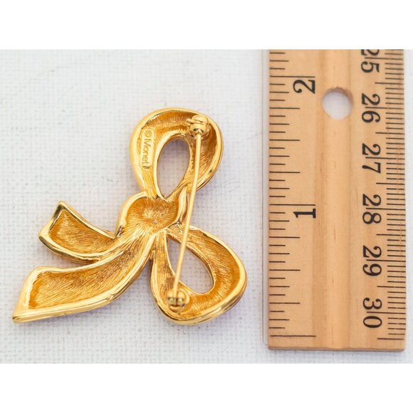 Vintage Art Deco Red and Gold Ribbon Brooch by Monet - T11 - Picture 2 of 2